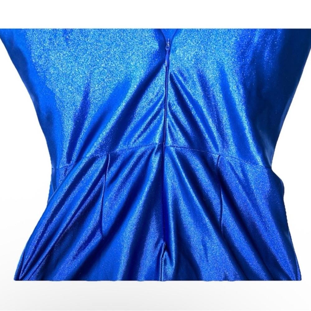 Blondie Nites Satin Mini Dress Size Three Royal Blue Women’s V-neck Thin Straps - Picture 7 of 7